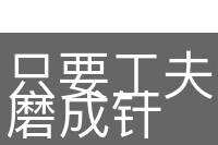 只要工夫深，铁杵磨成针